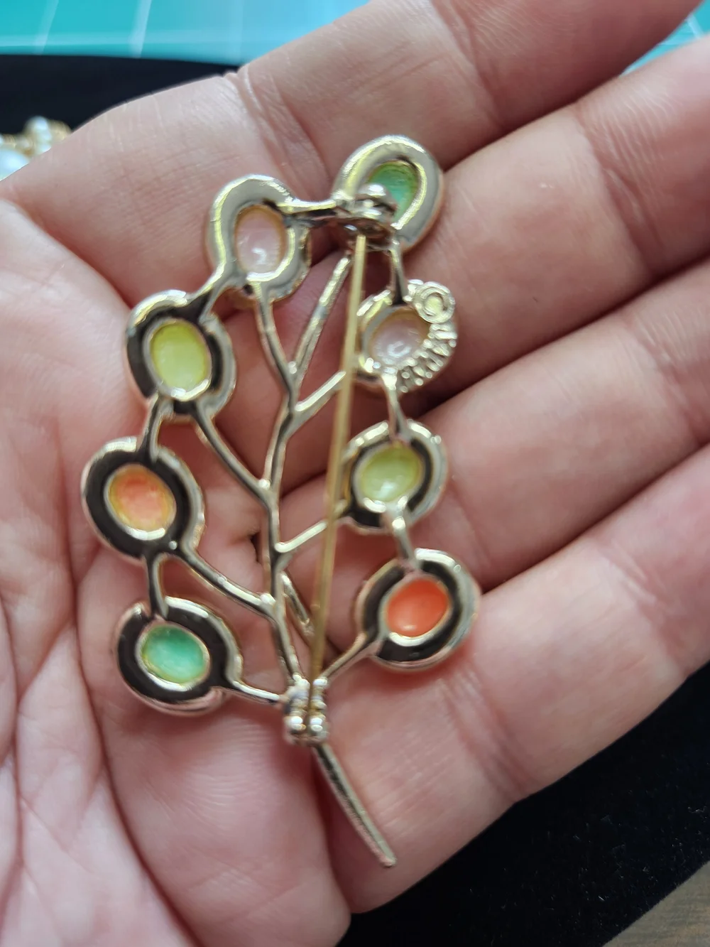 Sarah Coventry Gold Pearl Floral Brooch Trio with Multicolor Lot Of 3